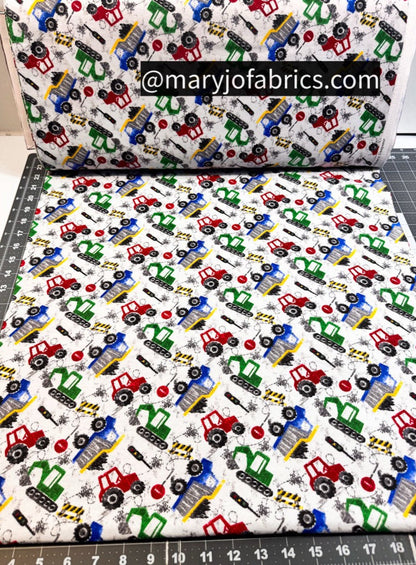 Bulldozer FLANNEL 1057 - 90 Construction Equipment - Mary Jo Fabrics