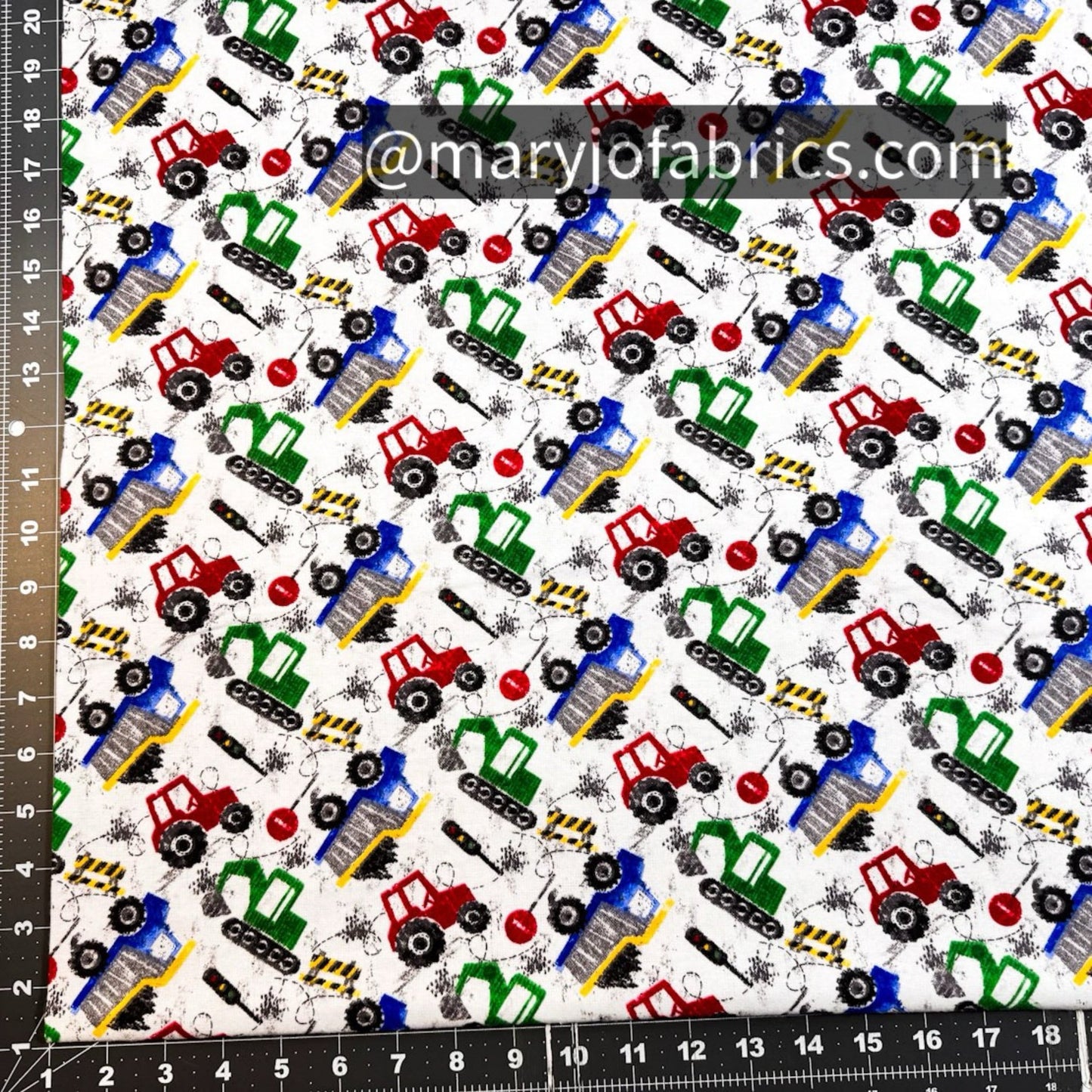 Bulldozer FLANNEL 1057 - 90 Construction Equipment - Mary Jo Fabrics