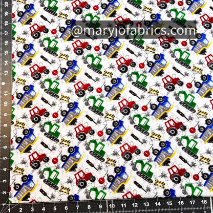 Bulldozer FLANNEL 1057 - 90 Construction Equipment - Mary Jo Fabrics