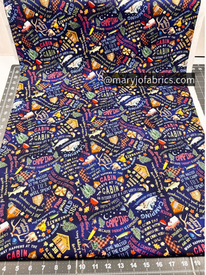 Cabin Rules Camping Cotton Fabric CD3481 Camp - Mary Jo Fabrics