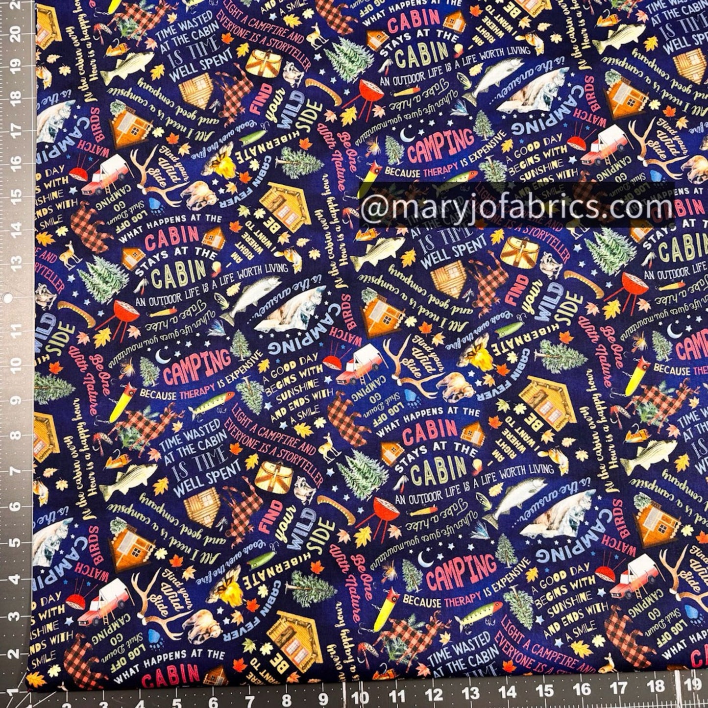 Cabin Rules Camping Cotton Fabric CD3481 Camp - Mary Jo Fabrics