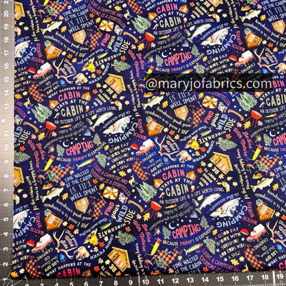 Cabin Rules Camping Cotton Fabric CD3481 Camp - Mary Jo Fabrics