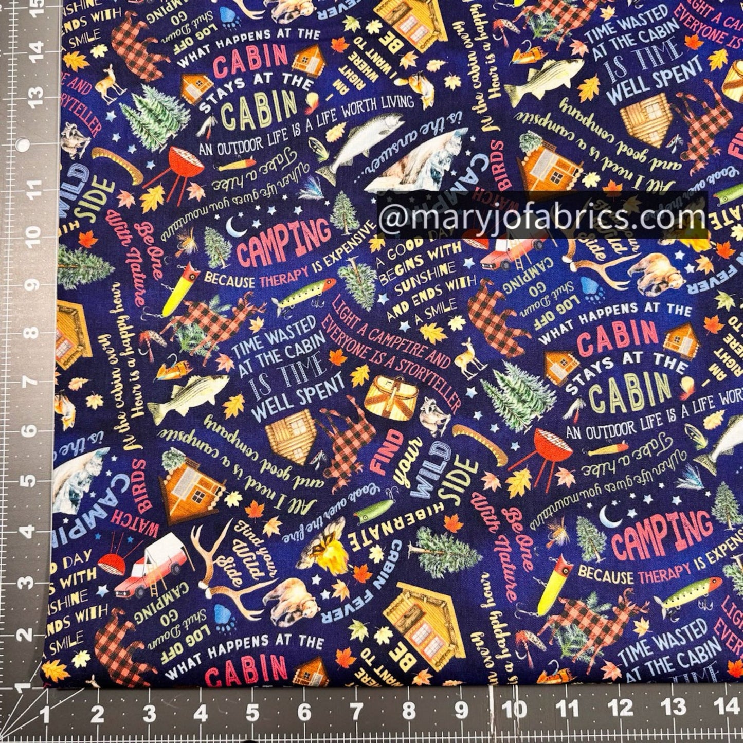 Cabin Rules Camping Cotton Fabric CD3481 Camp - Mary Jo Fabrics