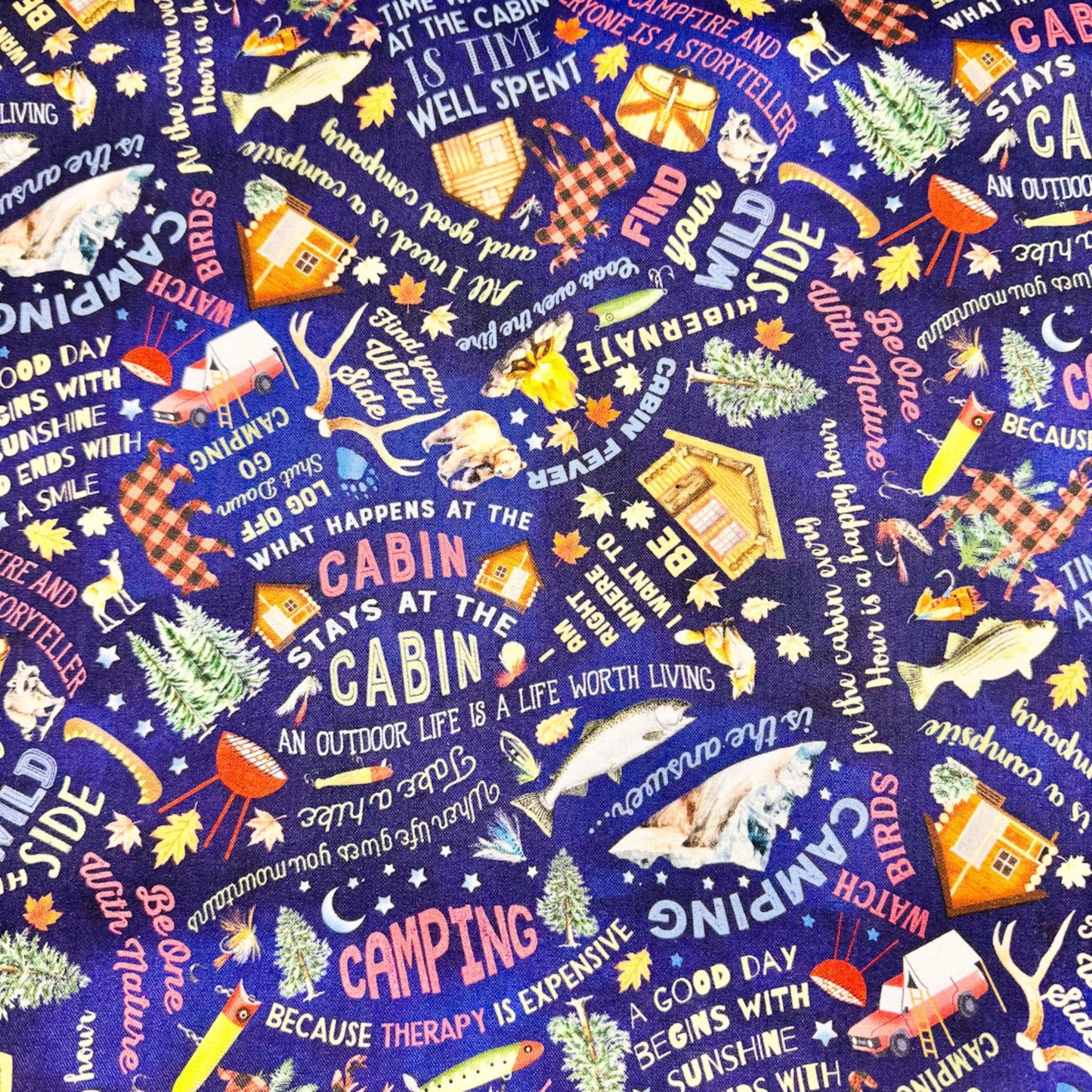 Cabin Rules Camping Cotton Fabric CD3481 Camp - Mary Jo Fabrics