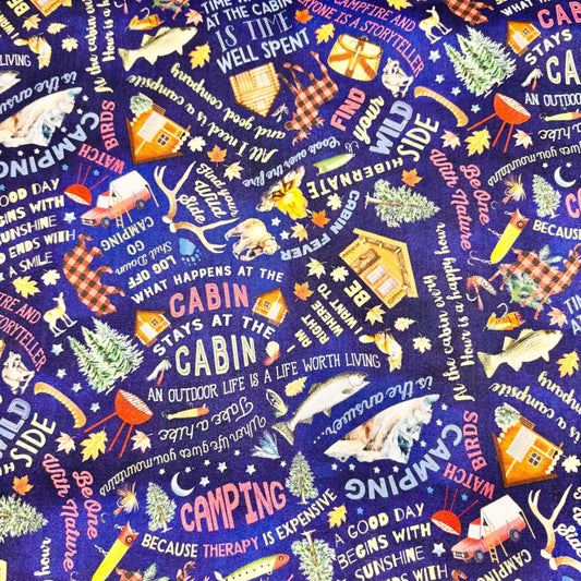Cabin Rules Camping Cotton Fabric CD3481 Camp - Mary Jo Fabrics