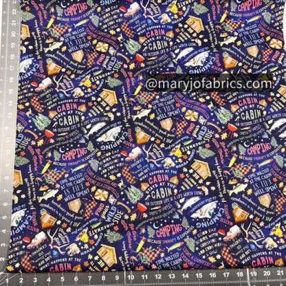 Cabin Rules Camping Cotton Fabric CD3481 Camp - Mary Jo Fabrics