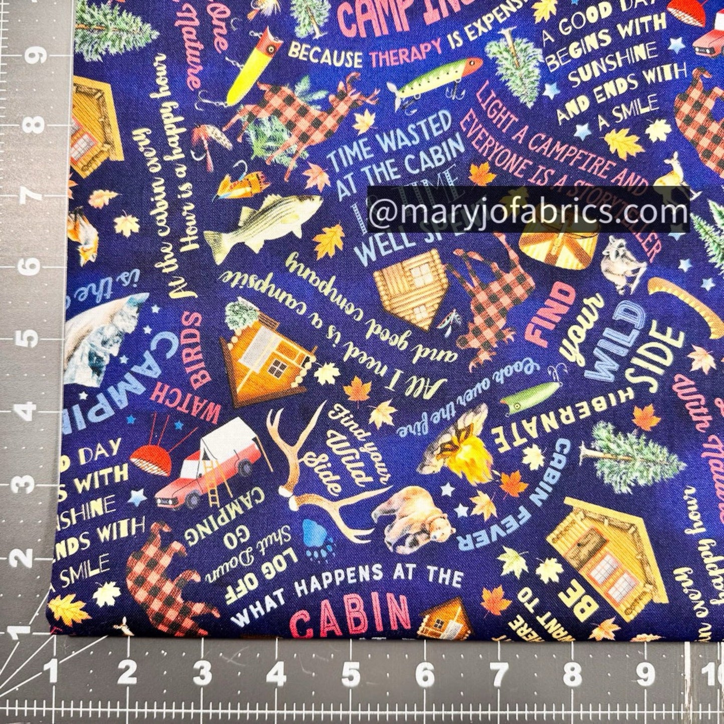 Cabin Rules Camping Cotton Fabric CD3481 Camp - Mary Jo Fabrics
