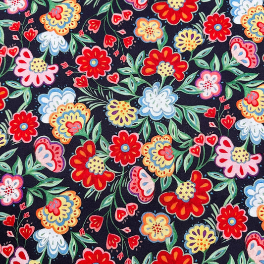 Calico Red Rooster Floral Cotton Fabric CP60081 Flower - Mary Jo Fabrics