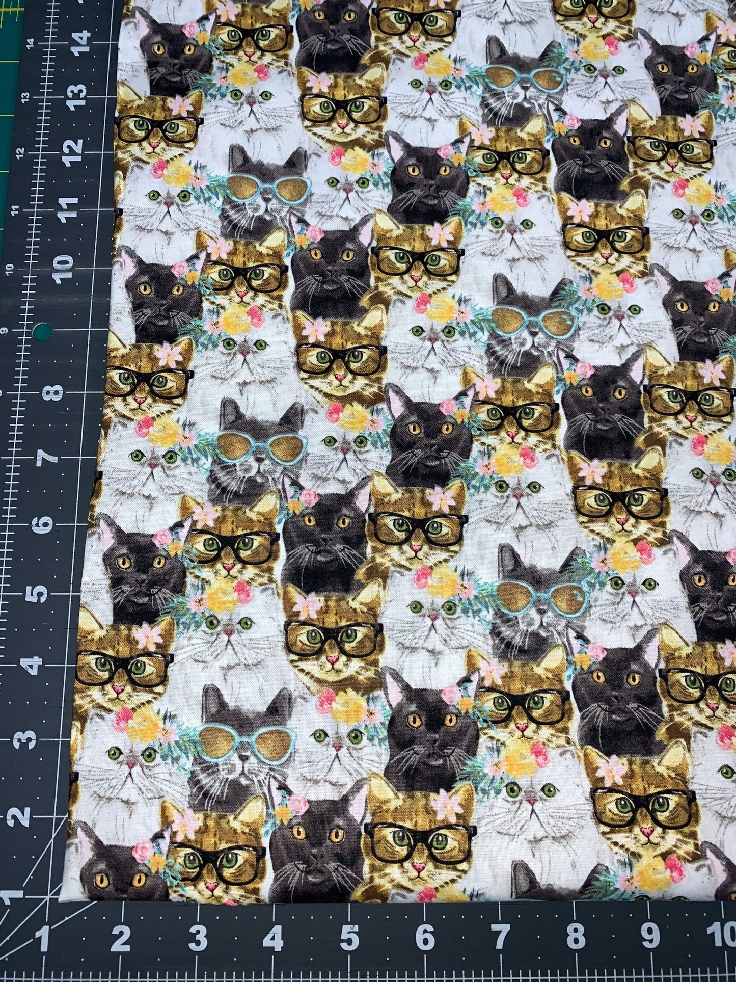 Caturday Cats in Glasses 18040 cat fabric - Mary Jo Fabrics