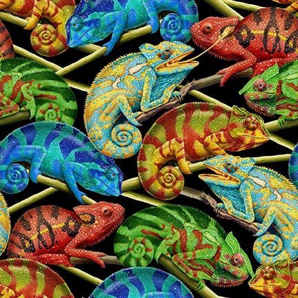 Chameleon Lizard Fabric 8055 90 Magical Cotton Material - Mary Jo Fabrics