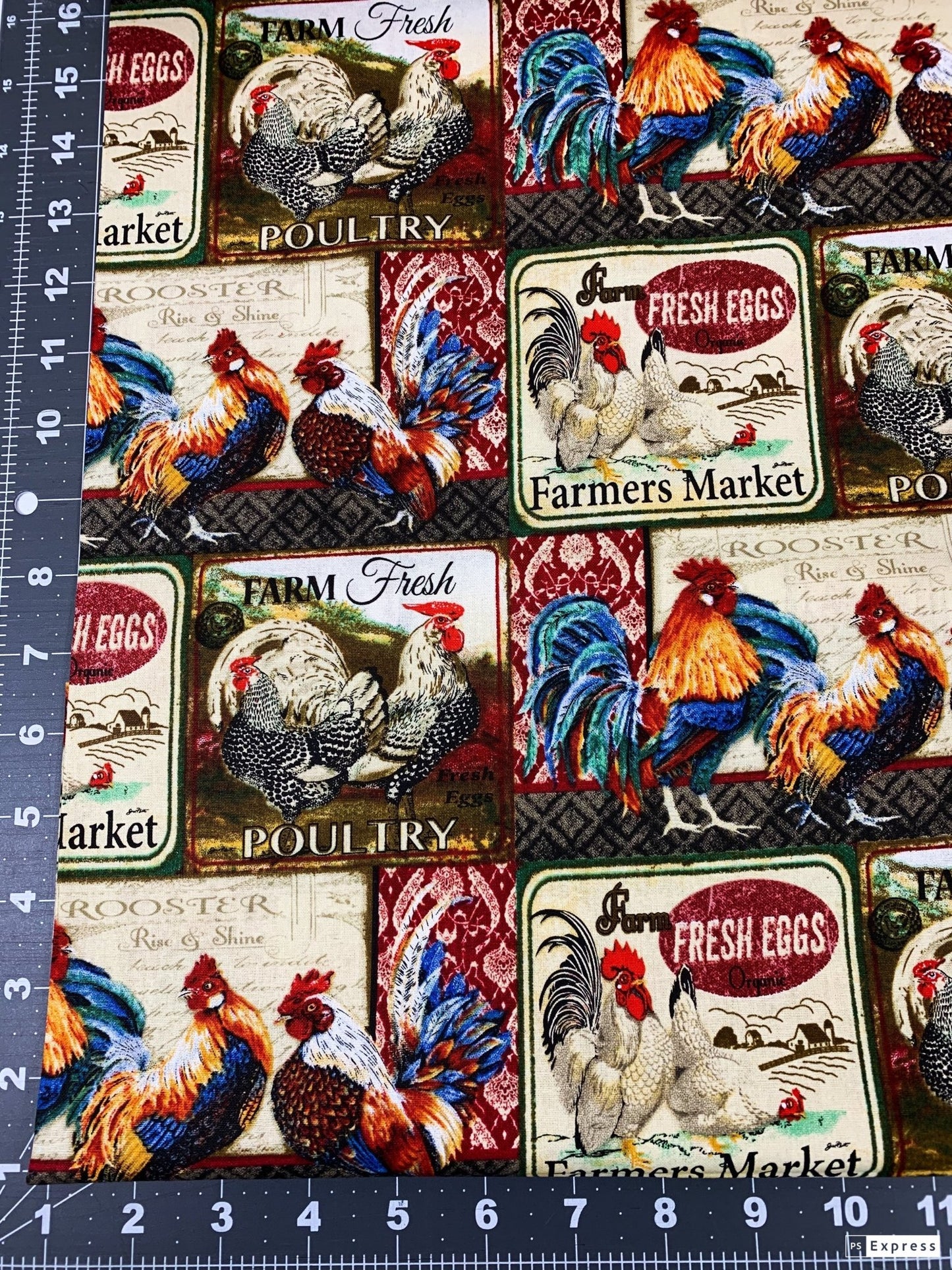 Chicken fabric 3592 Rise and Shine Rooster fabric farm fabric - Mary Jo Fabrics