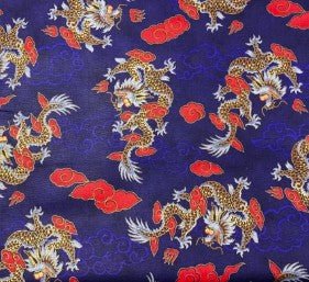 Chinese Dragon Fabric D915 Cool Blue Dragon - Mary Jo Fabrics