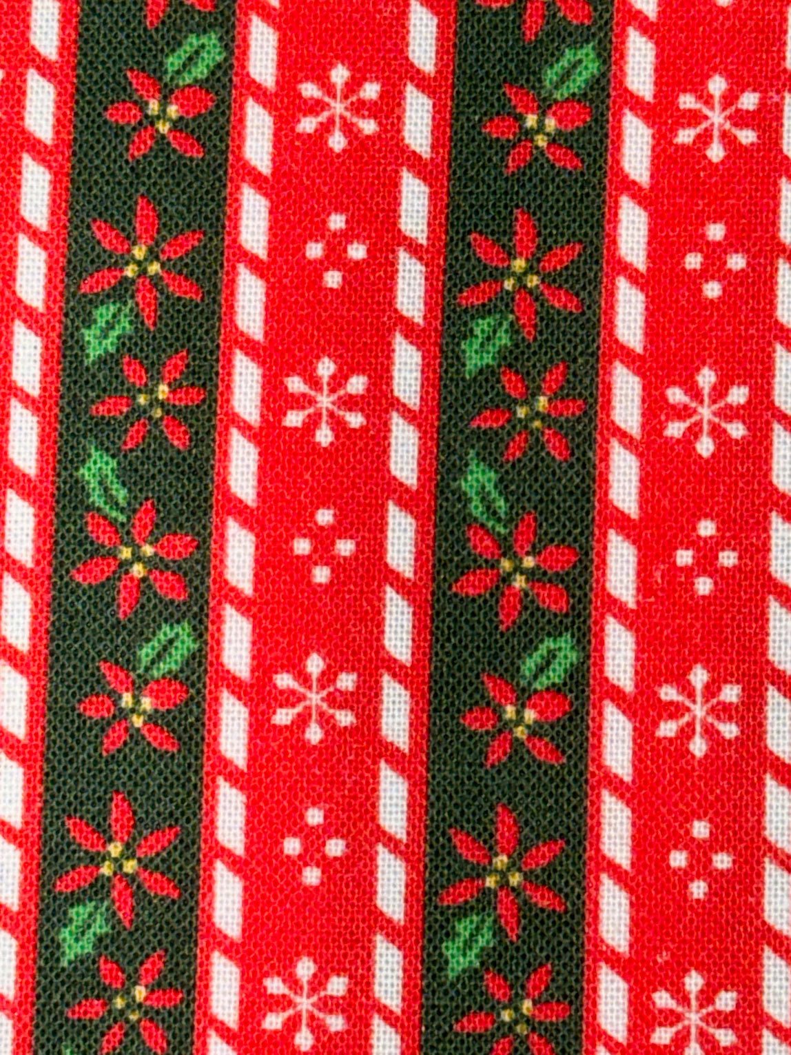 Christmas Poinsettia Stripe cotton fabric novelty Christmas fabric - Mary Jo Fabrics