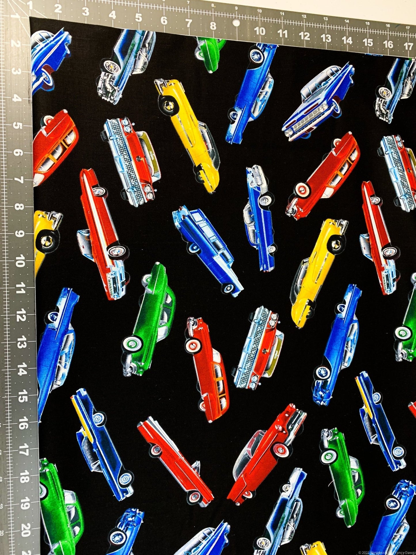 Classic car fabric 7983 cars cotton fabric - Mary Jo Fabrics