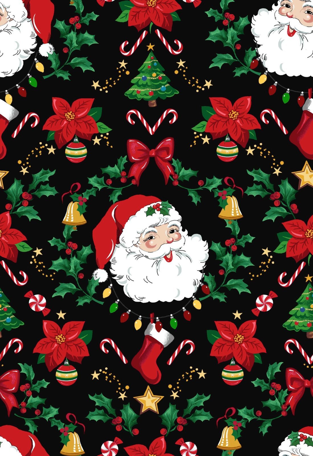 Classic Santa Claus fabric Tidings and Joy Christmas fabric - Mary Jo Fabrics