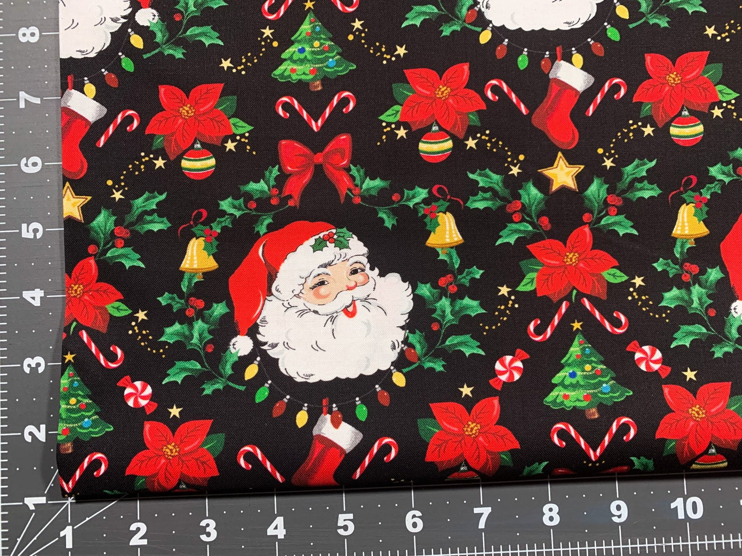 Classic Santa Claus fabric Tidings and Joy Christmas fabric - Mary Jo Fabrics