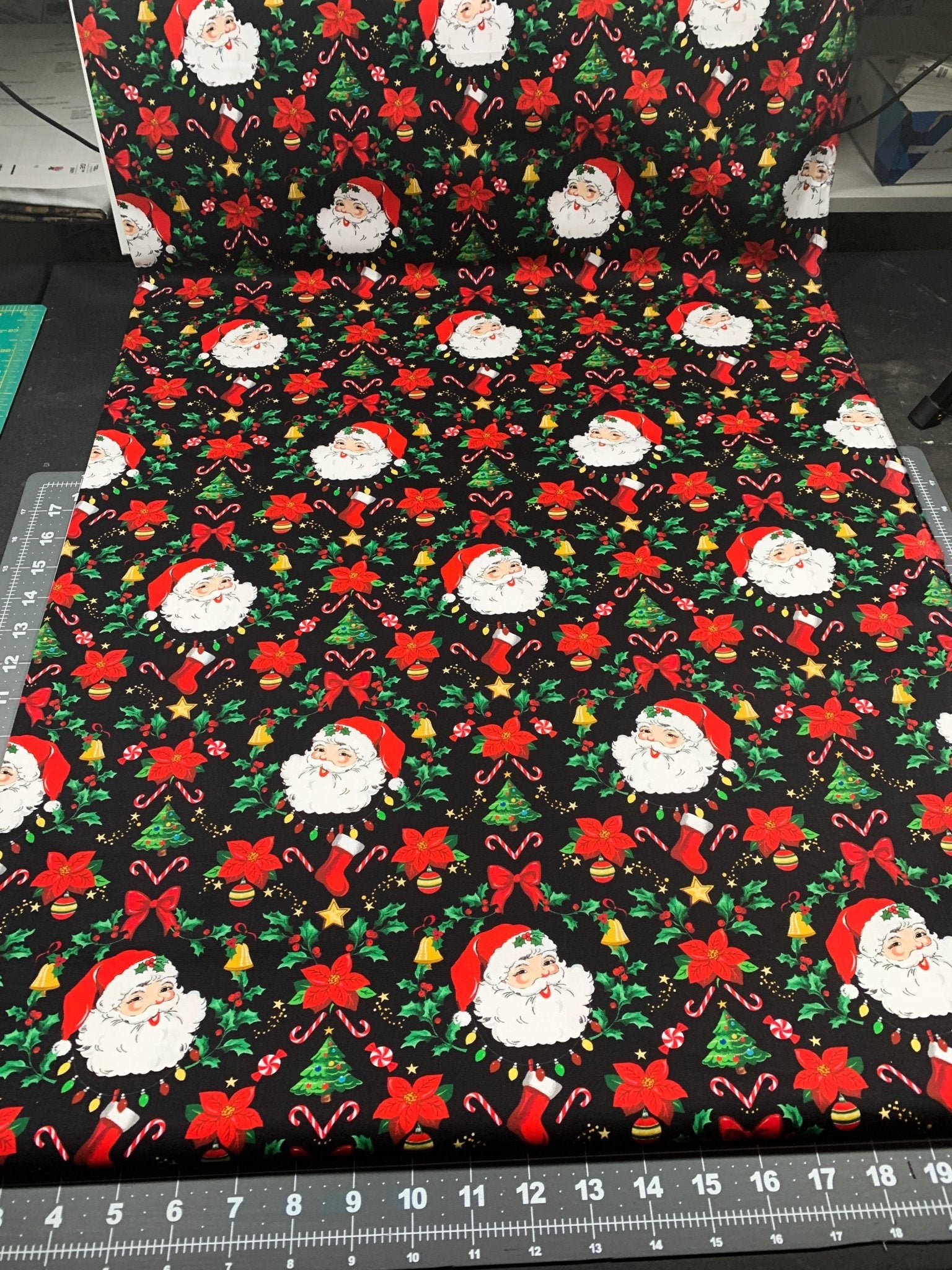 Classic Santa Claus fabric Tidings and Joy Christmas fabric - Mary Jo Fabrics