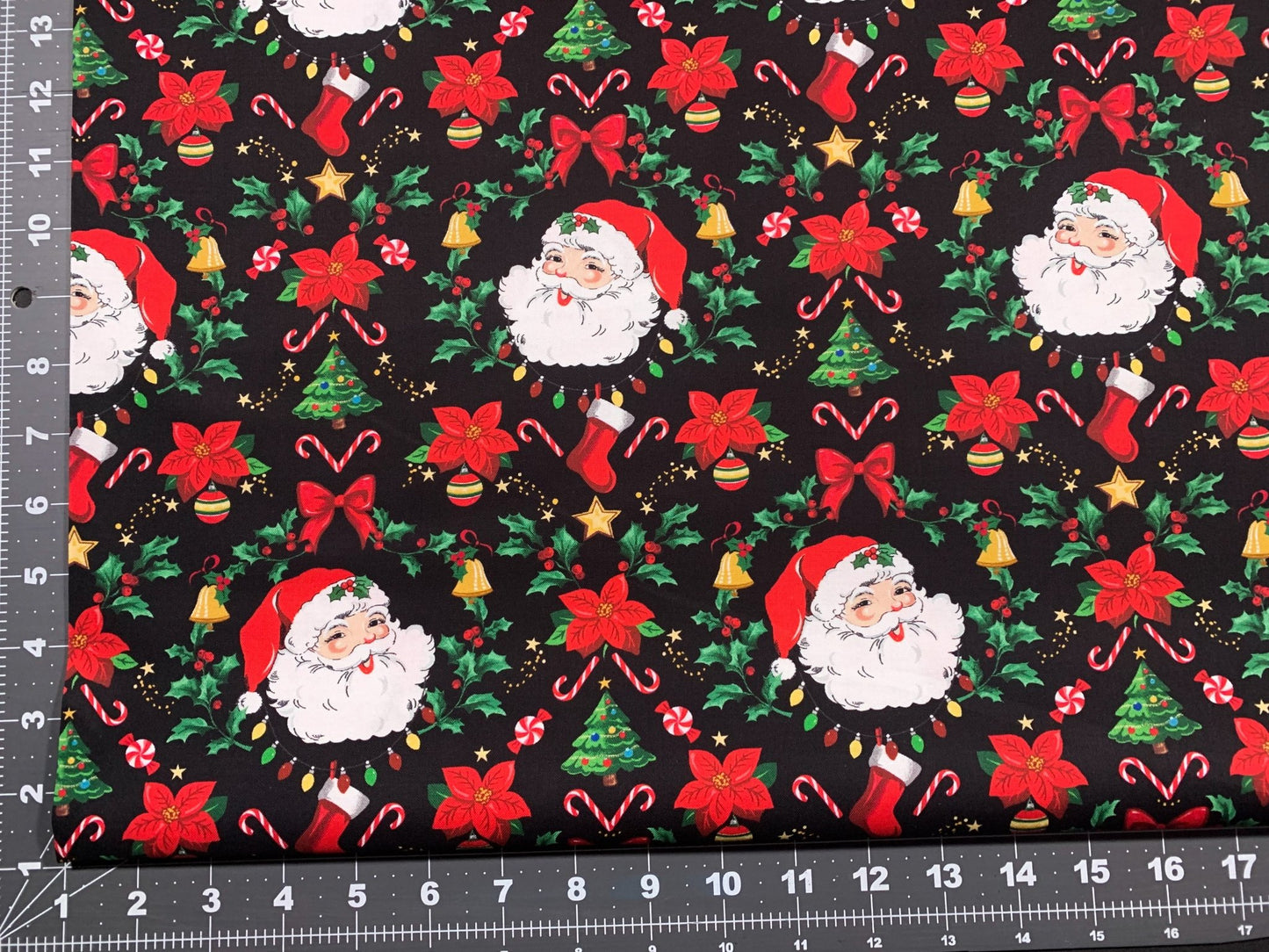 Classic Santa Claus fabric Tidings and Joy Christmas fabric - Mary Jo Fabrics