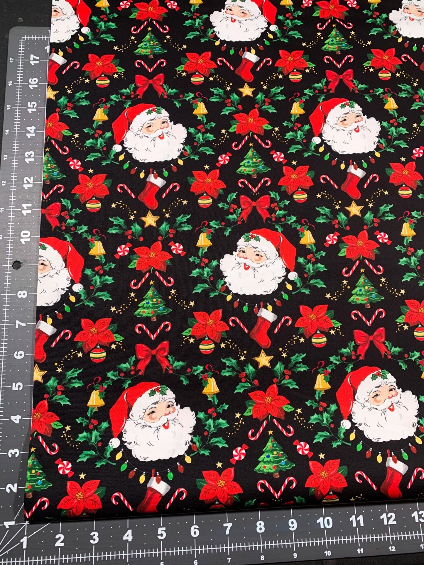 Classic Santa Claus fabric Tidings and Joy Christmas fabric - Mary Jo Fabrics