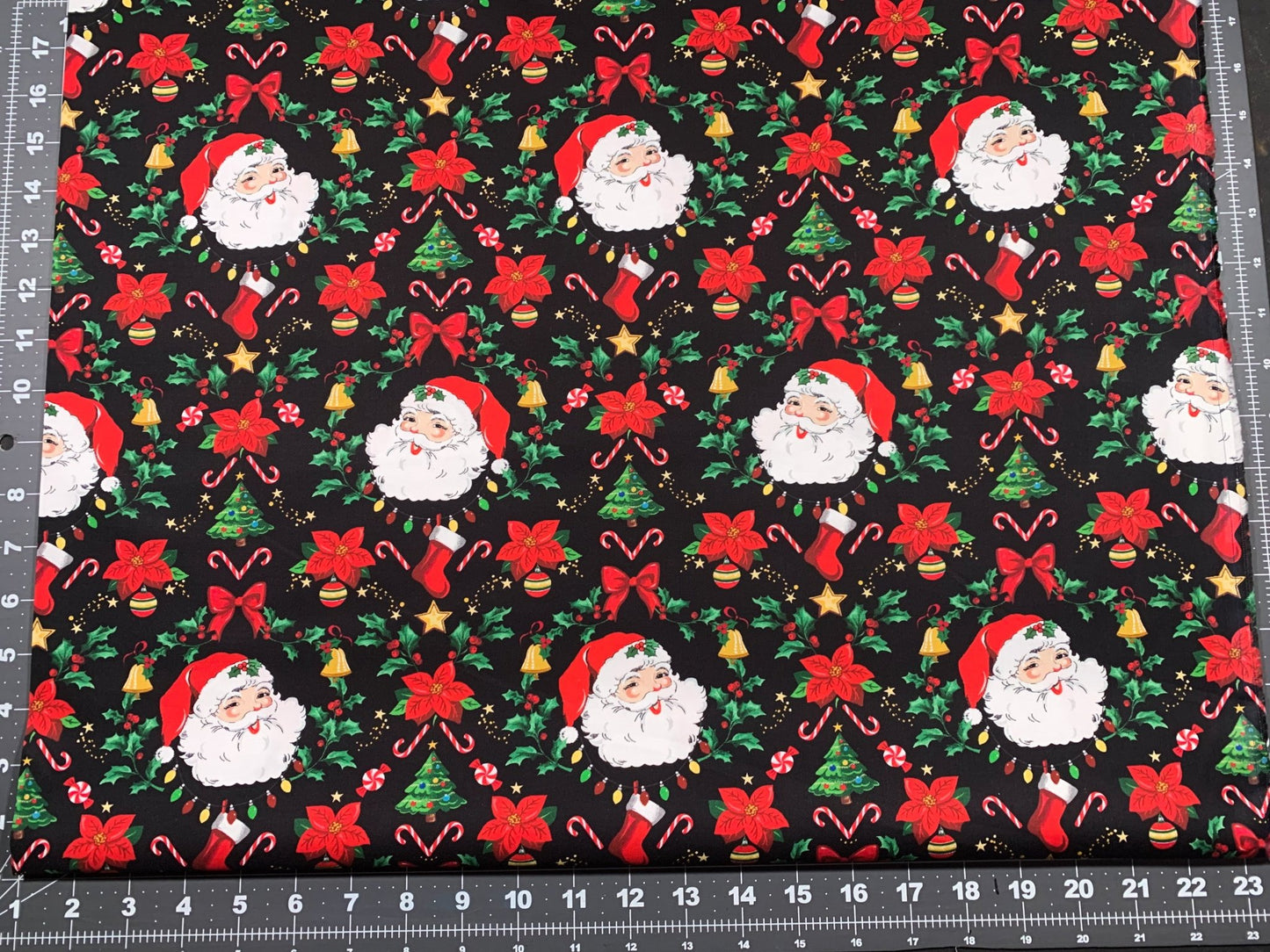 Classic Santa Claus fabric Tidings and Joy Christmas fabric - Mary Jo Fabrics