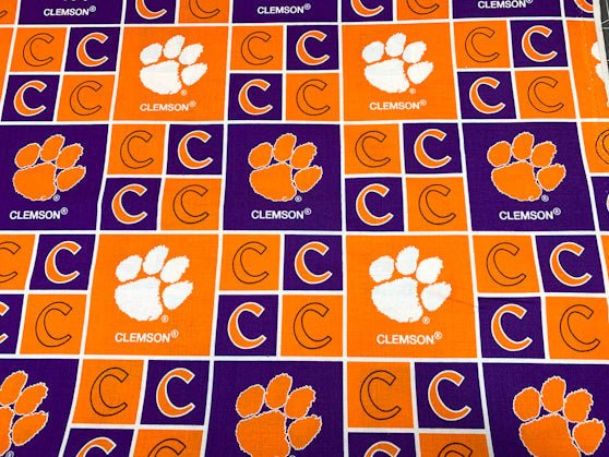 Clemson fabric Clem 020 Block college cotton fabric - Mary Jo Fabrics