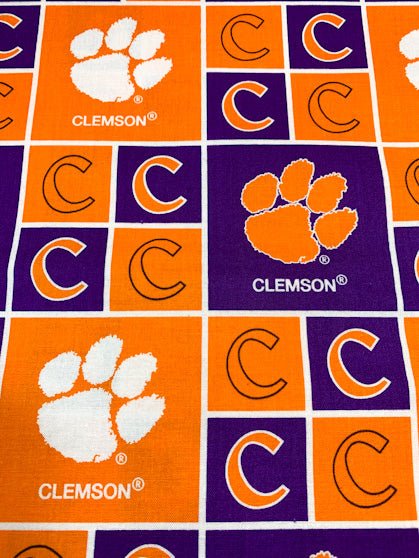 Clemson fabric Clem 020 Block college cotton fabric - Mary Jo Fabrics