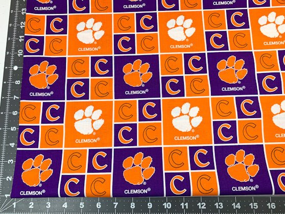 Clemson fabric Clem 020 Block college cotton fabric - Mary Jo Fabrics