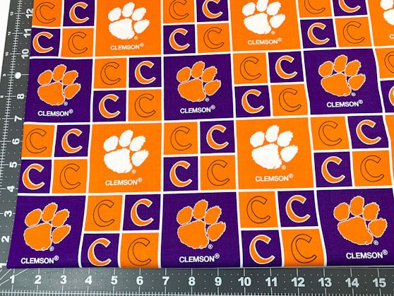 Clemson fabric Clem 020 Block college cotton fabric - Mary Jo Fabrics