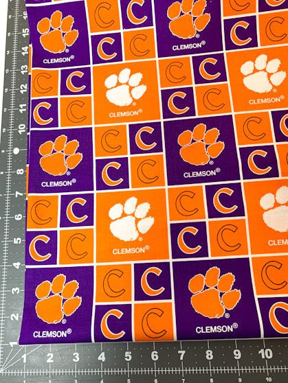 Clemson fabric Clem 020 Block college cotton fabric - Mary Jo Fabrics