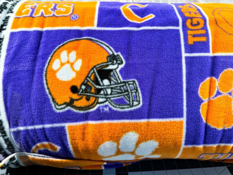 Clemson University Block FLEECE fabric CLEM - 014 - Mary Jo Fabrics