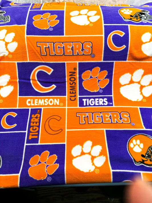 Clemson University Block FLEECE fabric CLEM - 014 - Mary Jo Fabrics