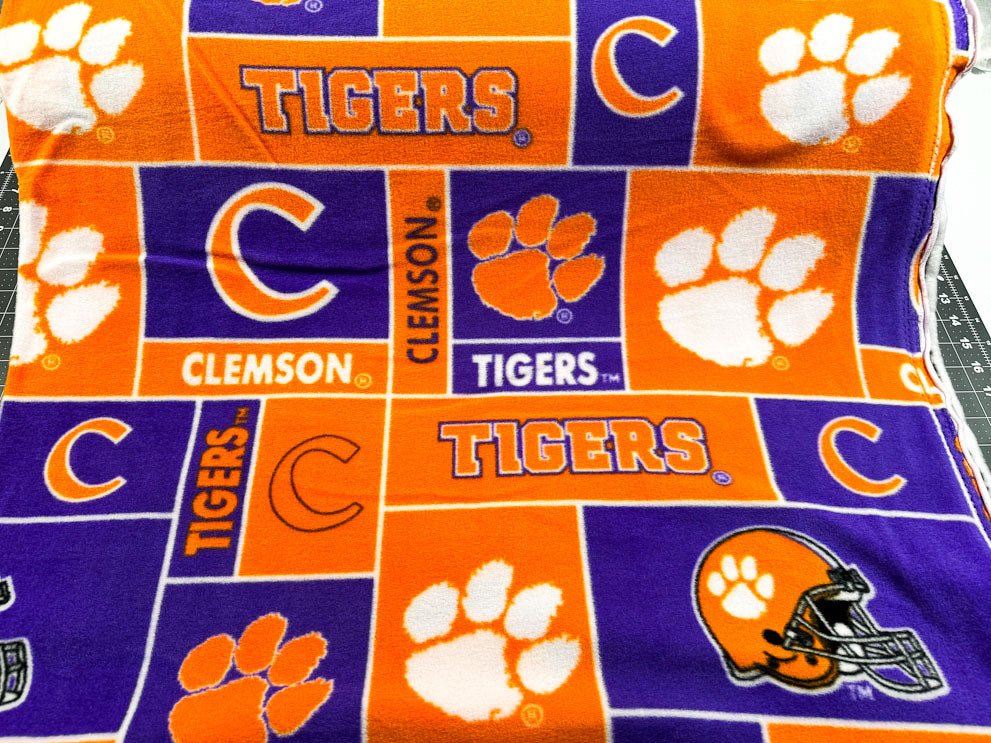 Clemson University Block FLEECE fabric CLEM - 014 - Mary Jo Fabrics