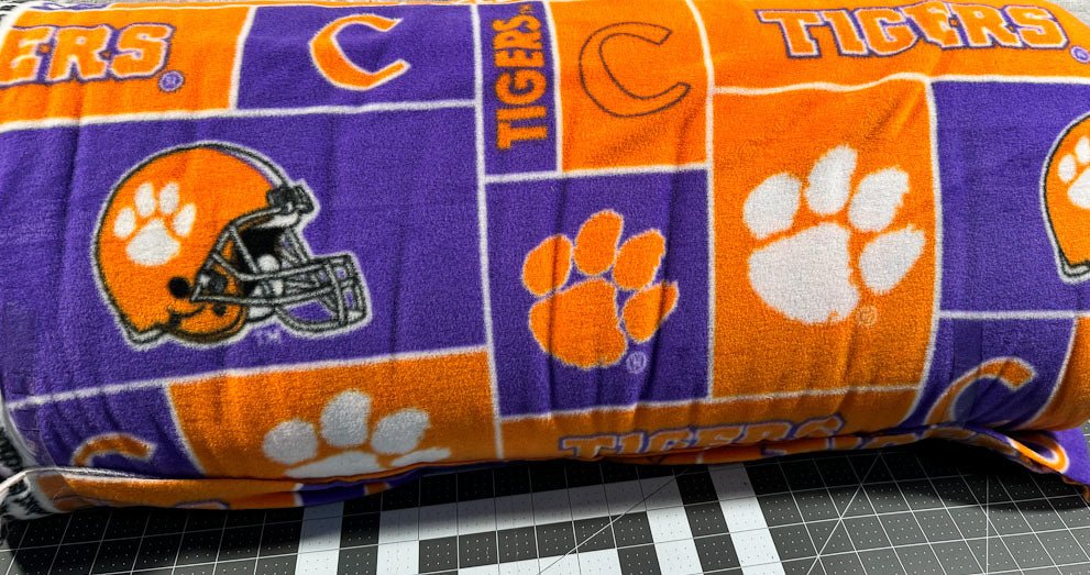 Clemson University Block FLEECE fabric CLEM - 014 - Mary Jo Fabrics