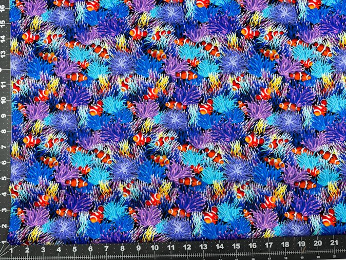 Clown fish cotton fabric CD3129 Coral Reef Sea fabric - Mary Jo Fabrics