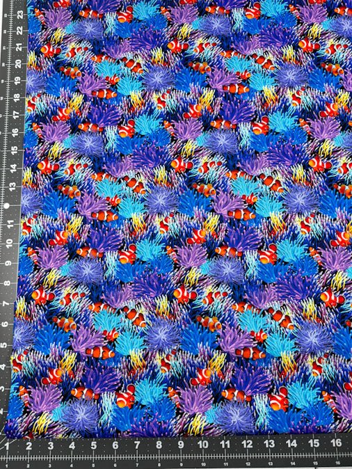 Clown fish cotton fabric CD3129 Coral Reef Sea fabric - Mary Jo Fabrics