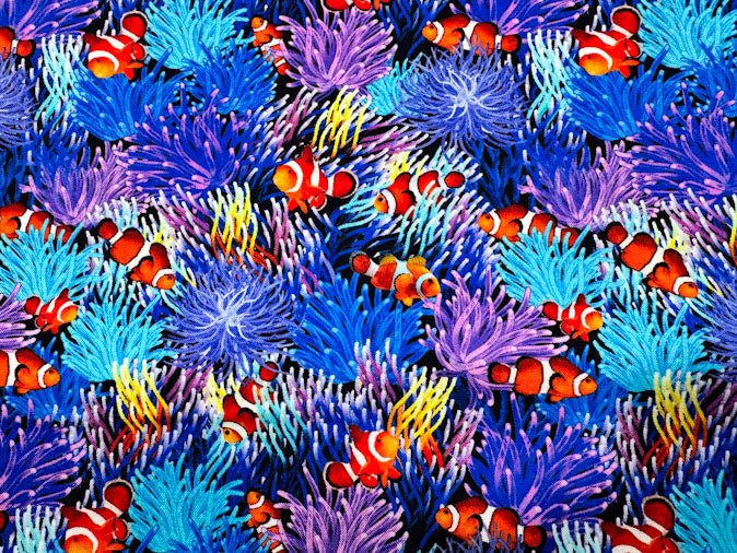 Clown fish cotton fabric CD3129 Coral Reef Sea fabric - Mary Jo Fabrics