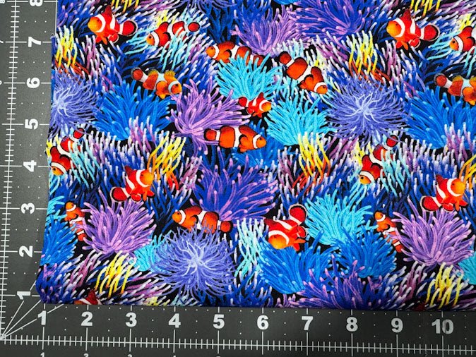 Clown fish cotton fabric CD3129 Coral Reef Sea fabric - Mary Jo Fabrics