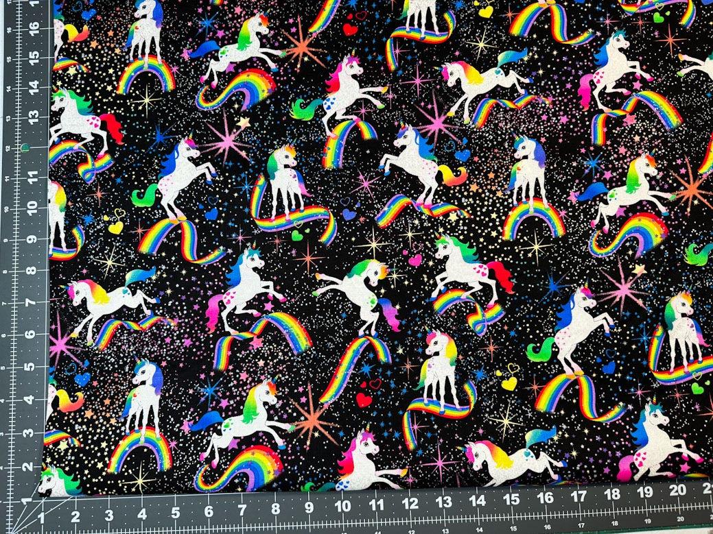 Glitter Unicorns fabric CM8845 In space unicorn quilt fabric