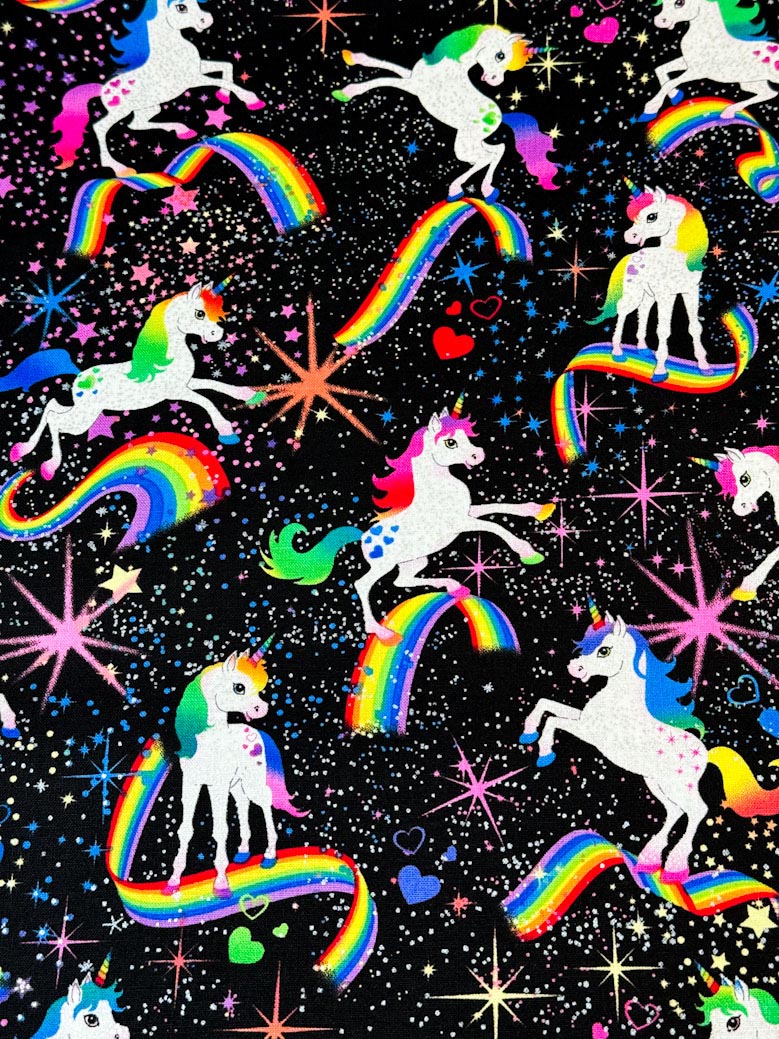 Glitter Unicorns fabric CM8845 In space unicorn quilt fabric