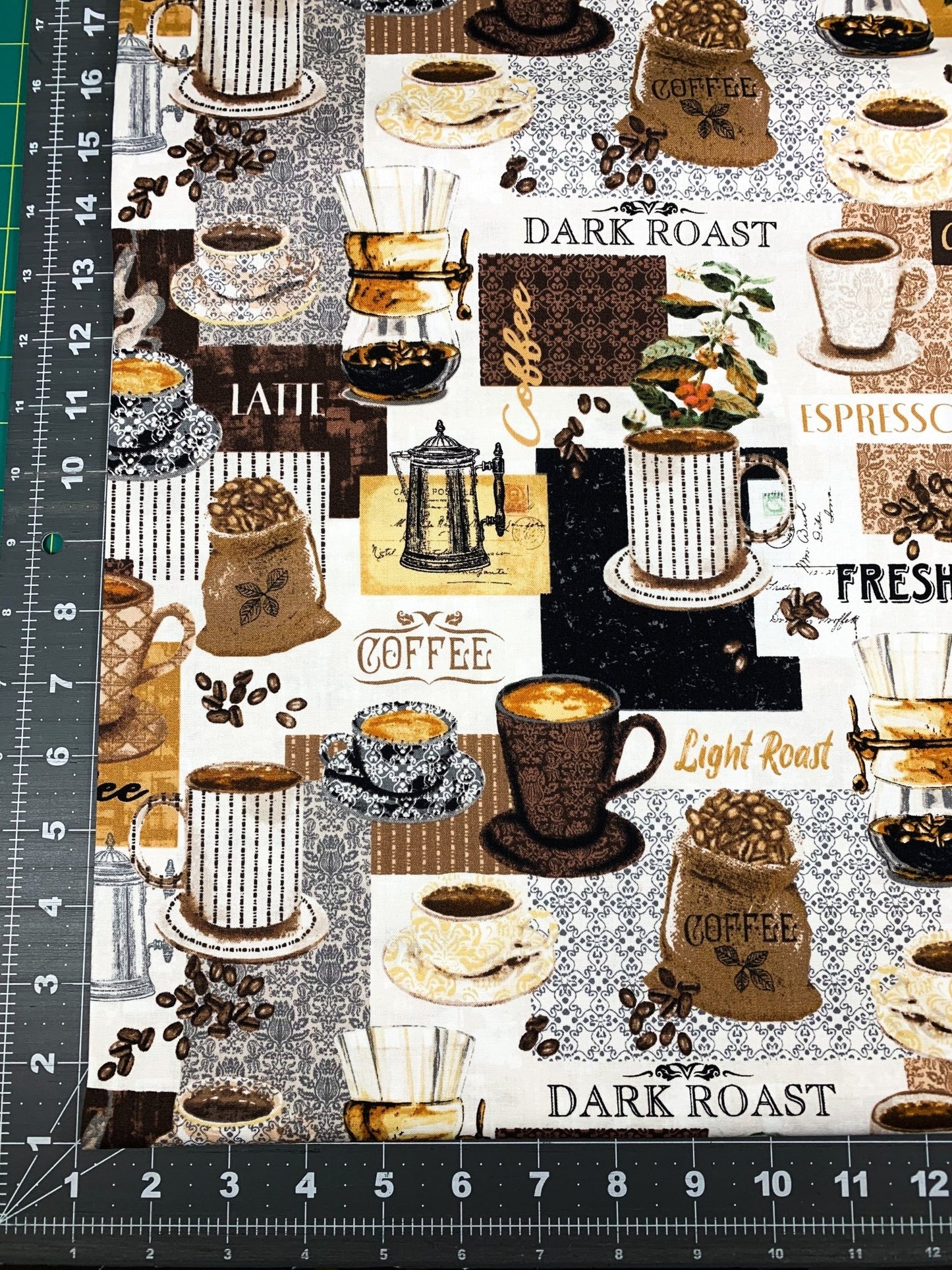 Coffee fabric 53062 Coffee Connoisseur cotton fabric - Mary Jo Fabrics