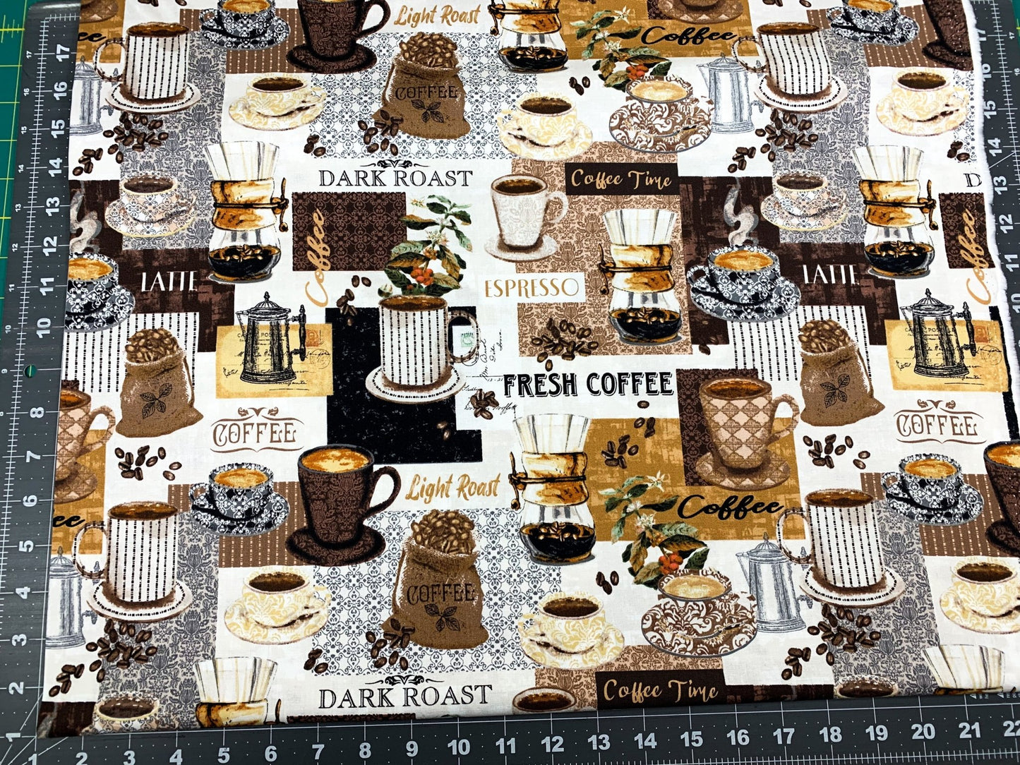 Coffee fabric 53062 Coffee Connoisseur cotton fabric - Mary Jo Fabrics