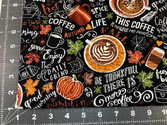 Coffee fabric C7034 Pumpkin Spice Fresh Brew - Mary Jo Fabrics