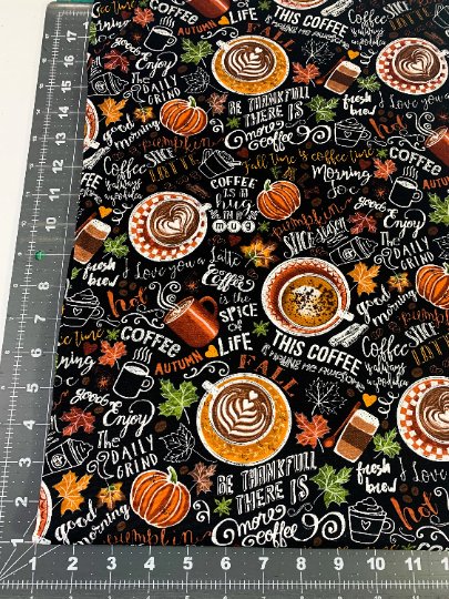 Coffee fabric C7034 Pumpkin Spice Fresh Brew - Mary Jo Fabrics