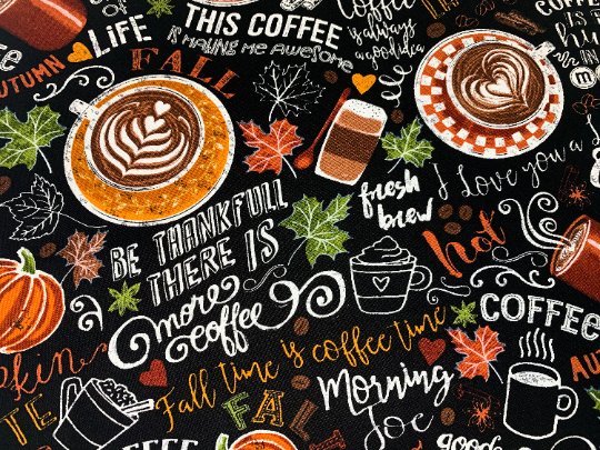 Coffee fabric C7034 Pumpkin Spice Fresh Brew - Mary Jo Fabrics