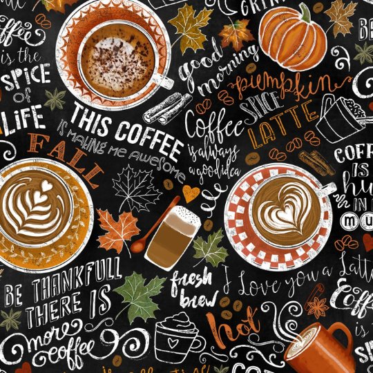 Coffee fabric C7034 Pumpkin Spice Fresh Brew - Mary Jo Fabrics