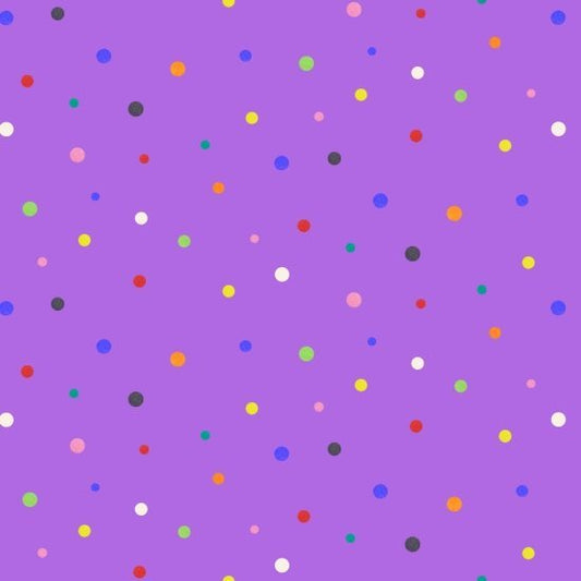 Colored polka dot cotton fabric 626 Purple Insects - Mary Jo Fabrics