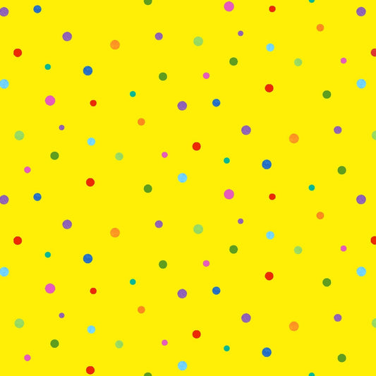 Colored polka dot cotton fabric 626 Yellow Insects - Mary Jo Fabrics