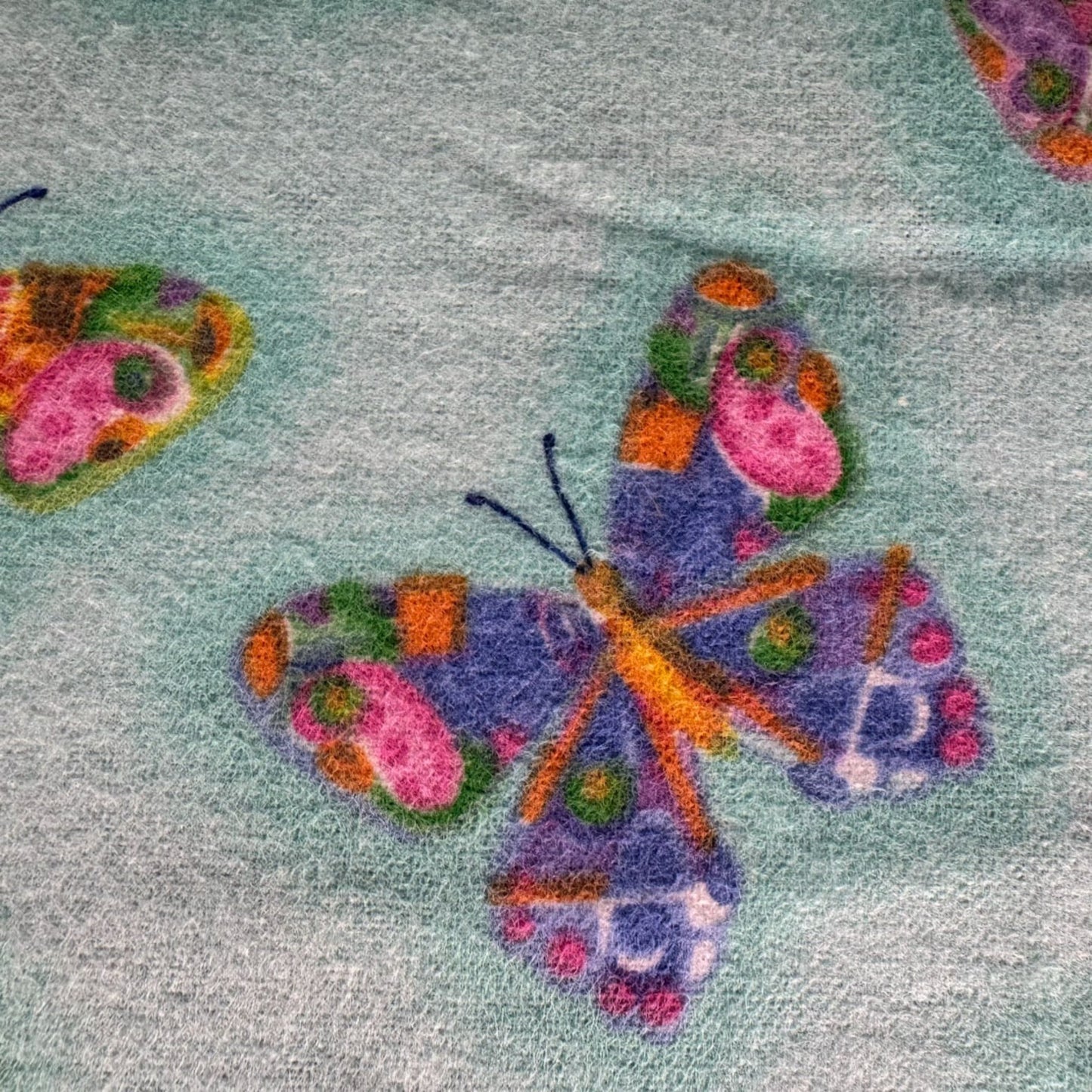 Colorful Butterfly FLANNEL 1049 - 60 Aqua - Mary Jo Fabrics