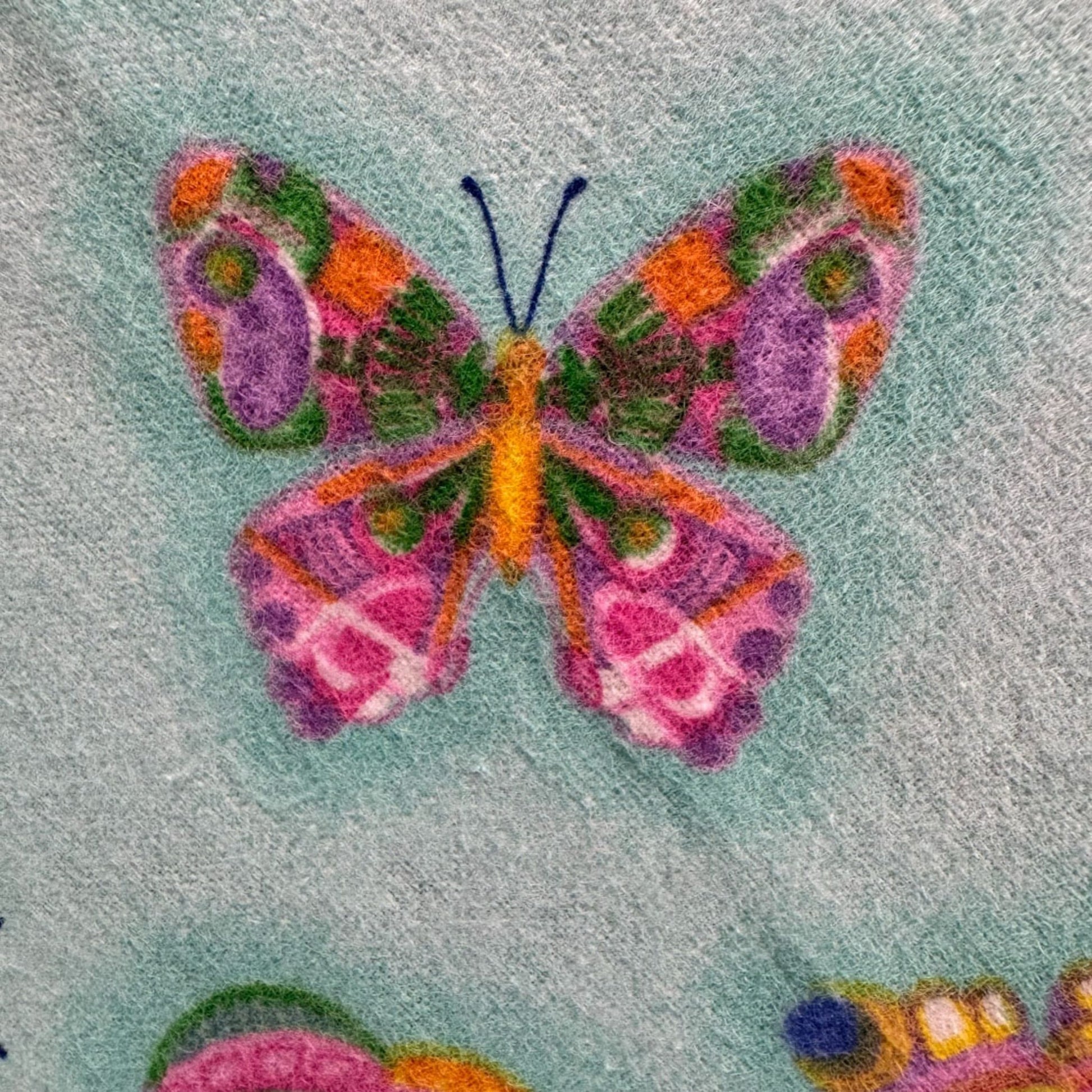 Colorful Butterfly FLANNEL 1049 - 60 Aqua - Mary Jo Fabrics