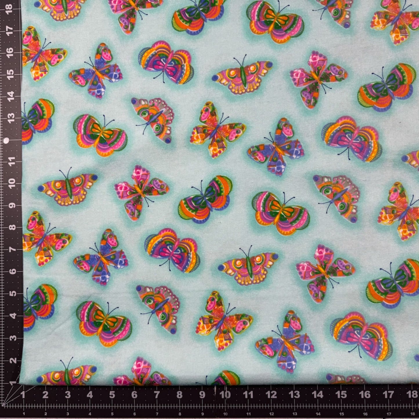 Colorful Butterfly FLANNEL 1049 - 60 Aqua - Mary Jo Fabrics